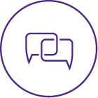talk bubbles talk bubbles intersecting icons in purple