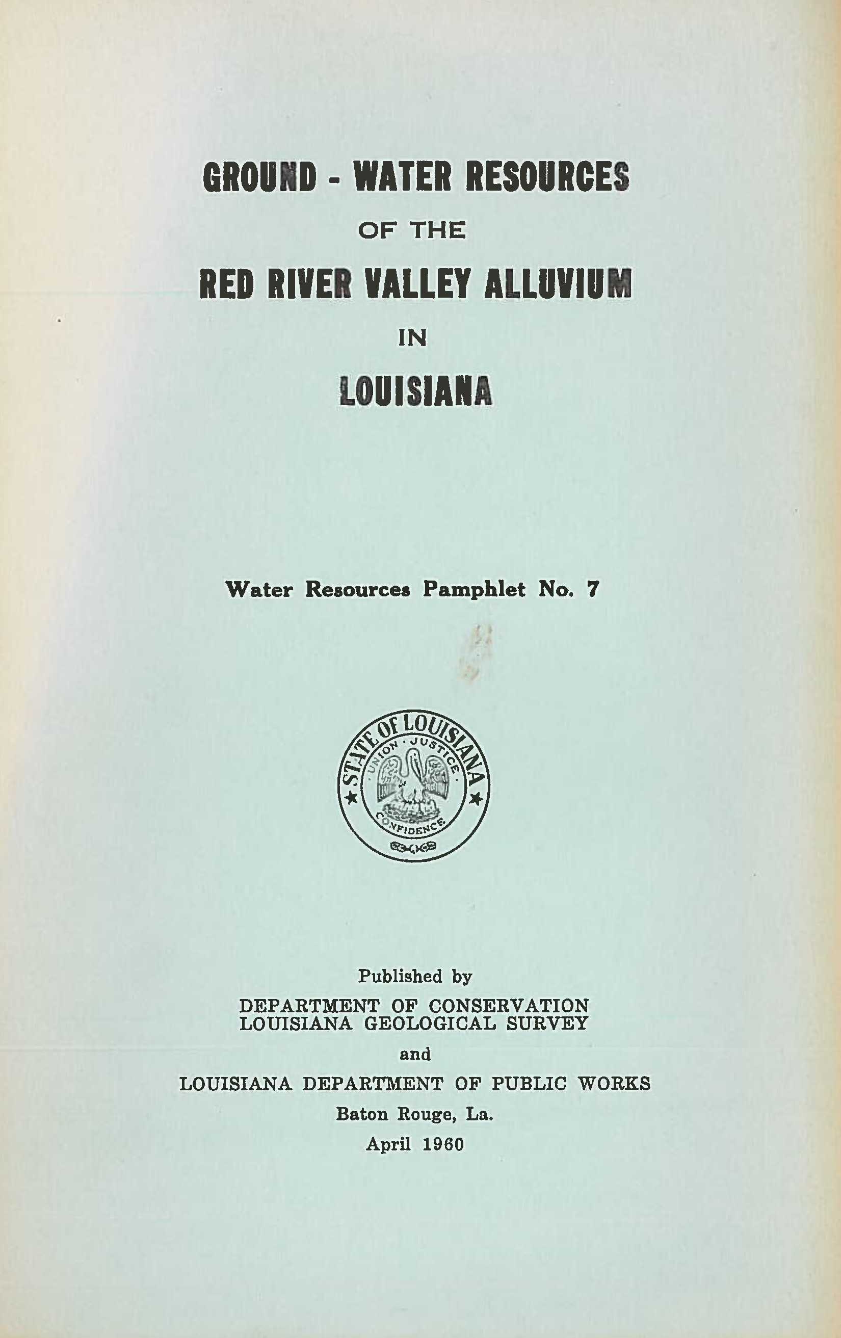 Ground-Water Resources of the Red River Valley Alluvium in Louisiana.