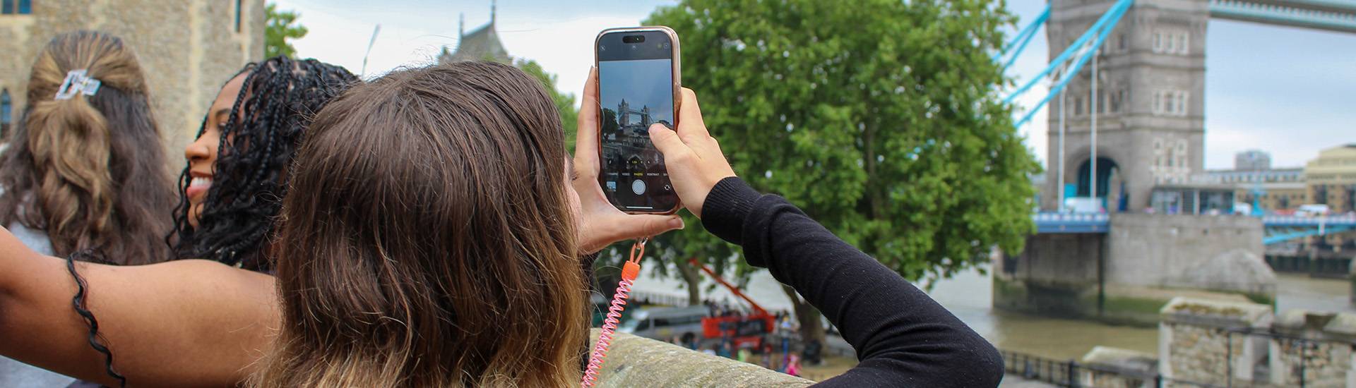 student taking picture abroad