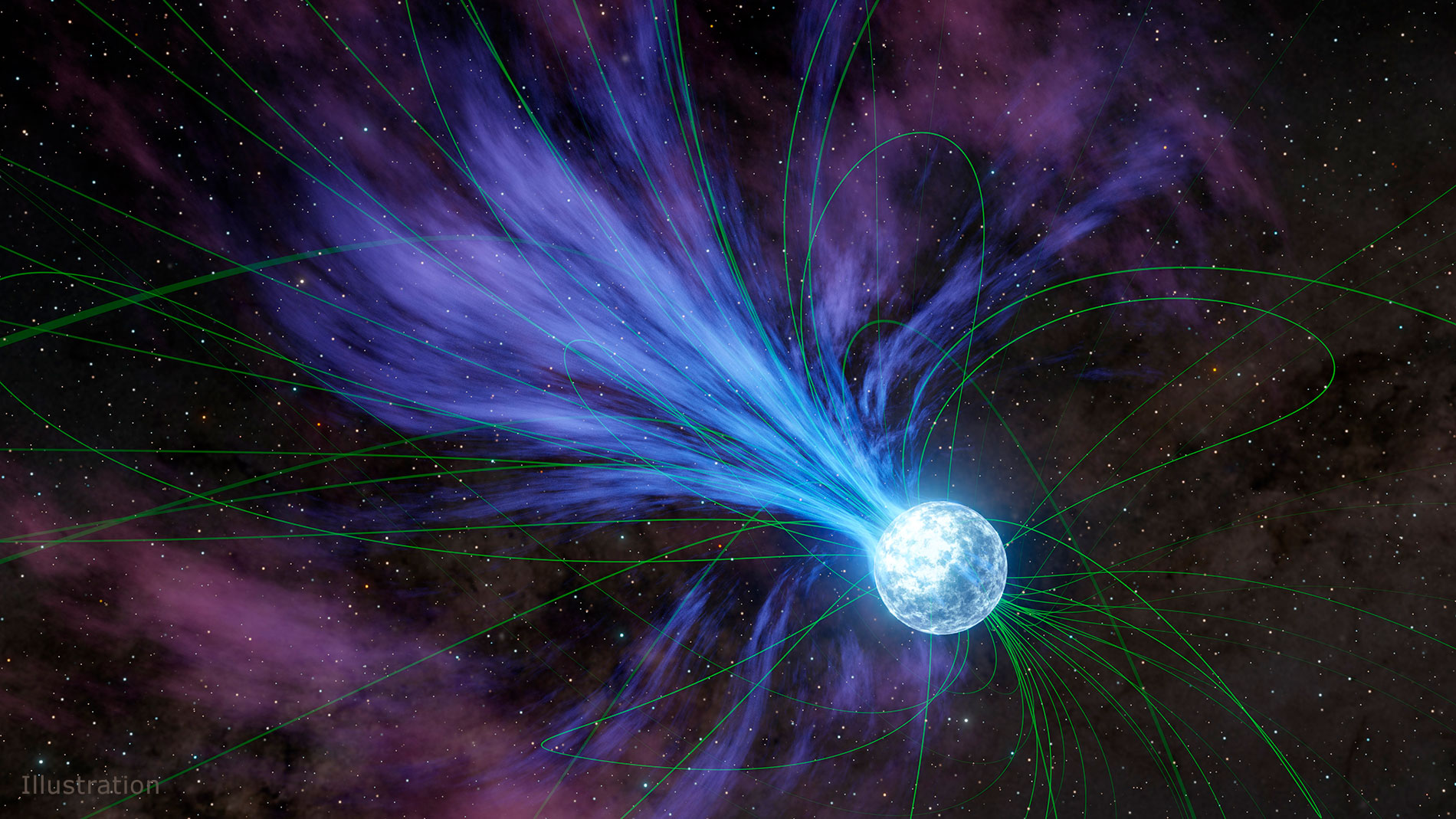 Illustration of a magnetar in space