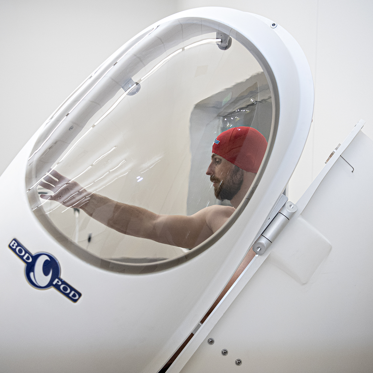 Cory Coehoorn exits the Bod Pod.