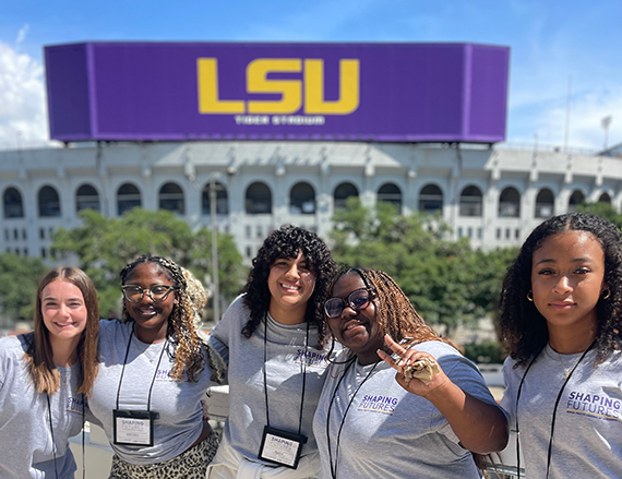 Shaping Futures participants at LSU's Tiger Stadium.